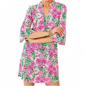 Lilly Pulitzer Hayes Bell Sleeve Dress Shell Pink Koala La La Print Size XS NWT